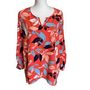 Coolibar Top Tunic Coverup Size XL Orange Tropical UPF50 Sun Protection